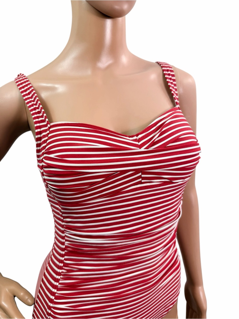 Nip Tuck Women’s Size 4 Multi Cup Fit Red White Striped One Piece Swimsuit - Picture 5 of 9